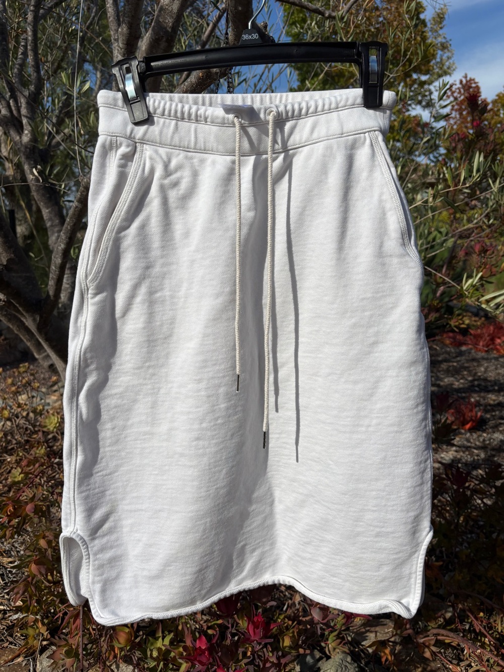 Cotton White Drawstring Sweat Skirt